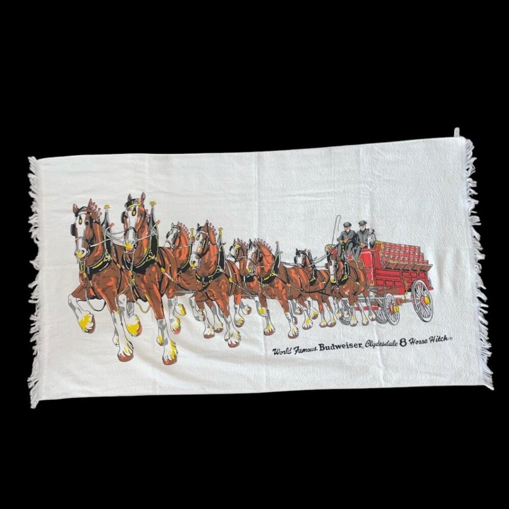 Vintage World Famous Budweiser Clydesdale 8 Horse Hitch Towel By Cannon 56" X 36